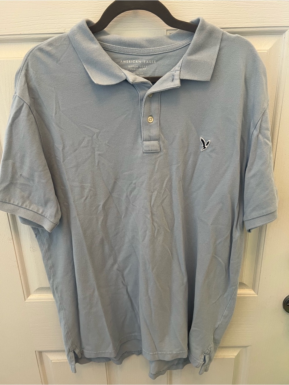 American Eagle Outfitters Men's Polo Shirt - Light Blue